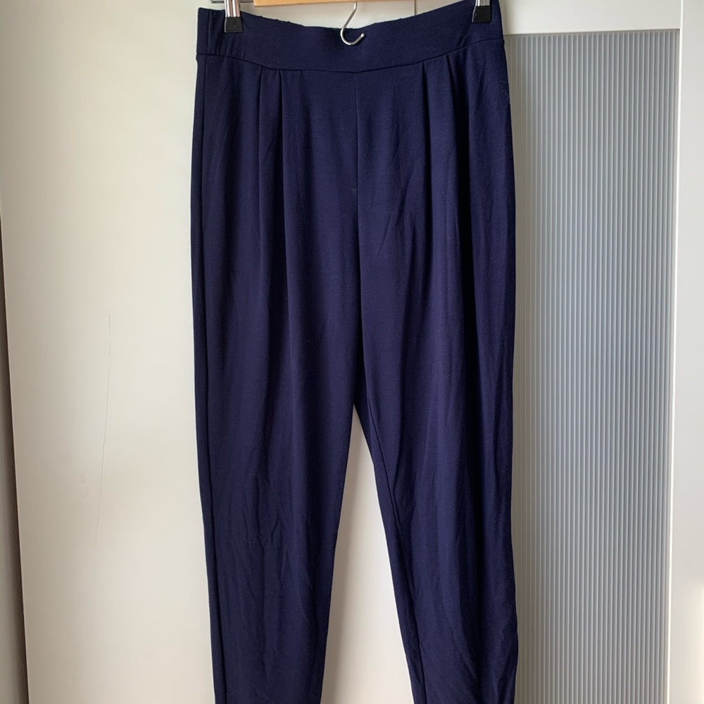 Navy cotton slack-like pants